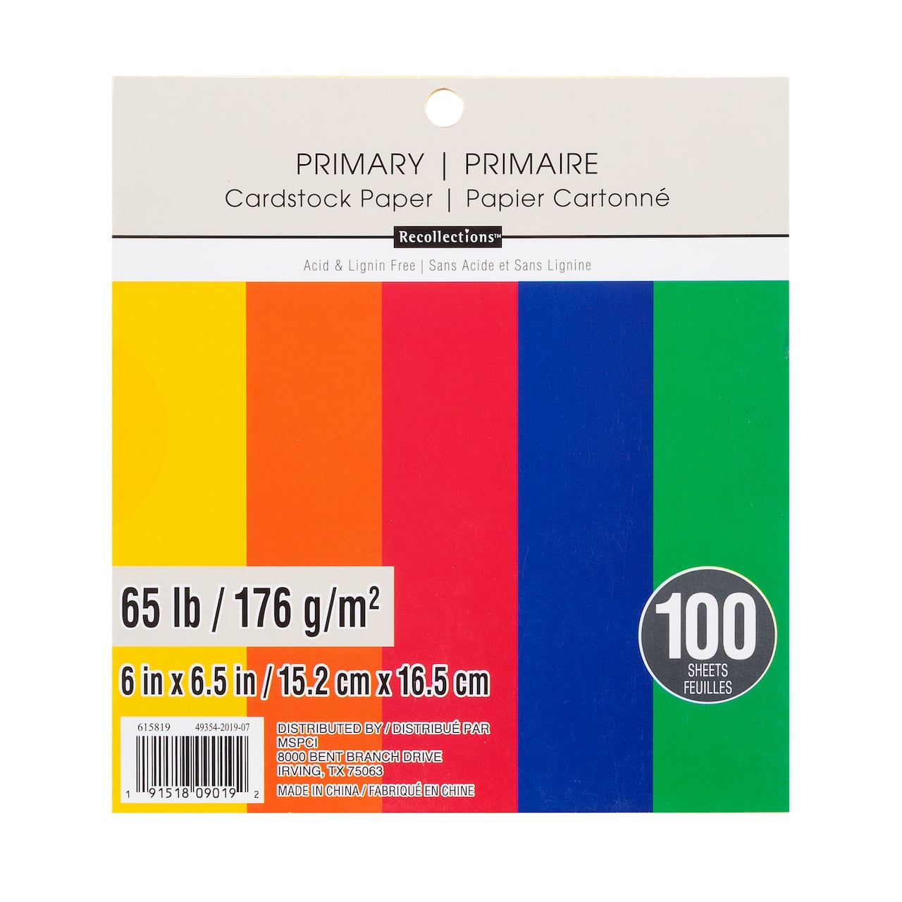 12 Packs: 100 ct. (1,200 total) Primary 6" x 6.5" Cardstock Paper by Recollections™